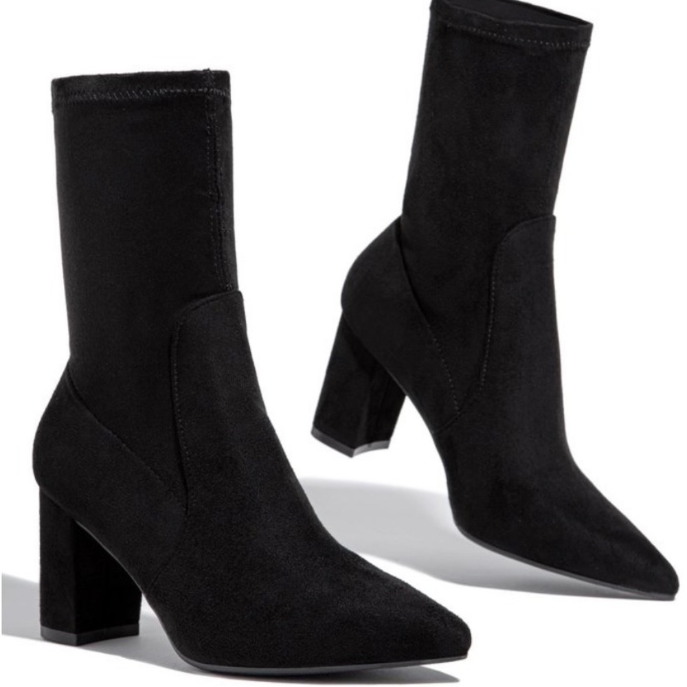 Miss Lola Black Sock Bootie NWOT